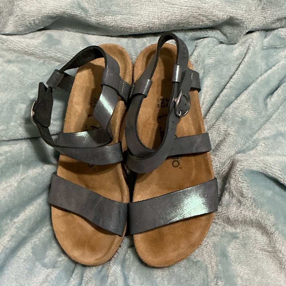 Birkenstock Metallic Silver Wedge Sandals